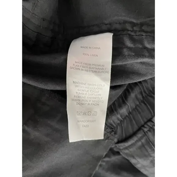 Quince Sz M Wide Leg Linen Pants Black Elastic Breezy Vacation Travel Relaxed - Picture 16 of 16